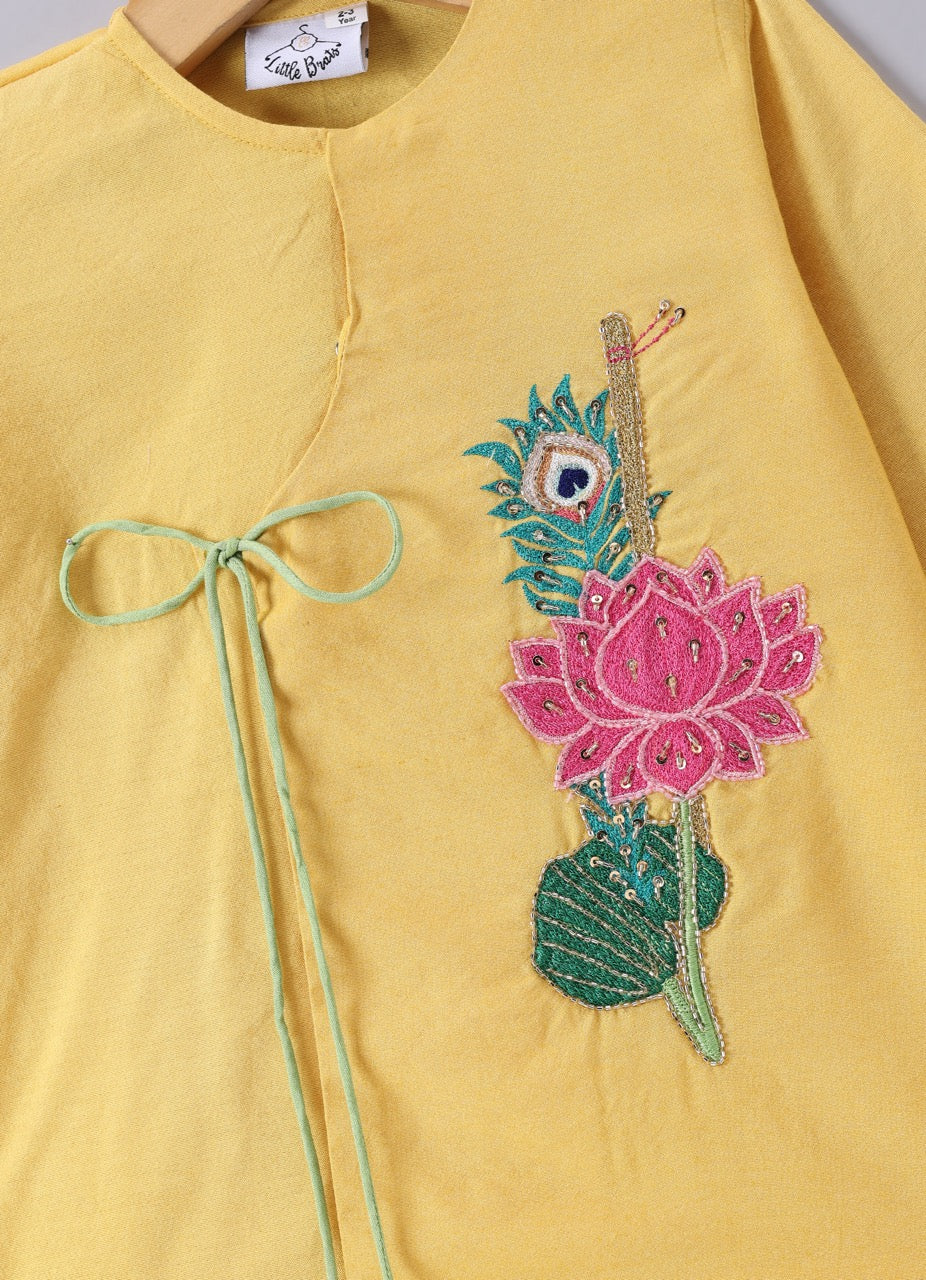 Krishna Printed With Kurta With Dhoti Set