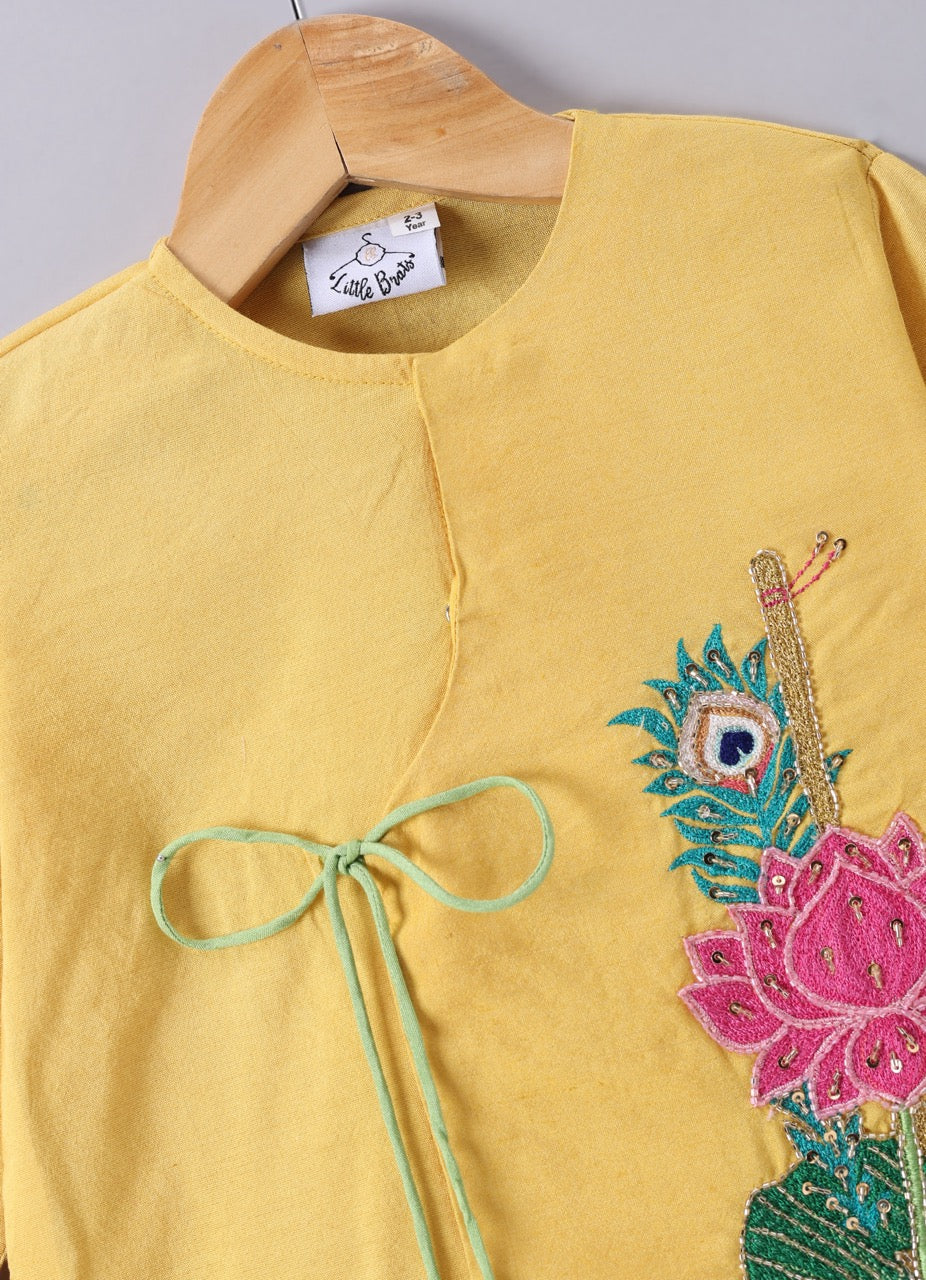 Krishna Printed With Kurta With Dhoti Set