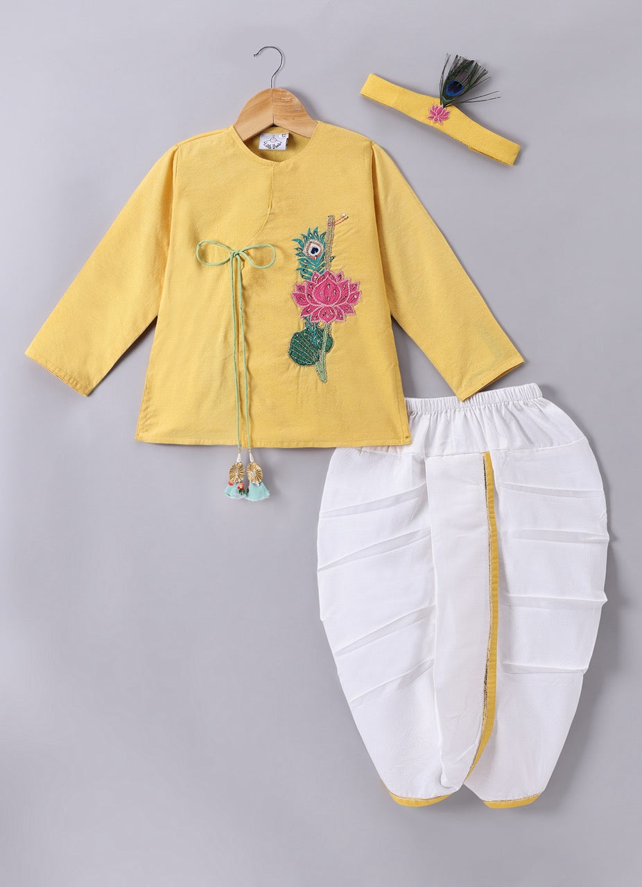 Krishna Printed With Kurta With Dhoti Set