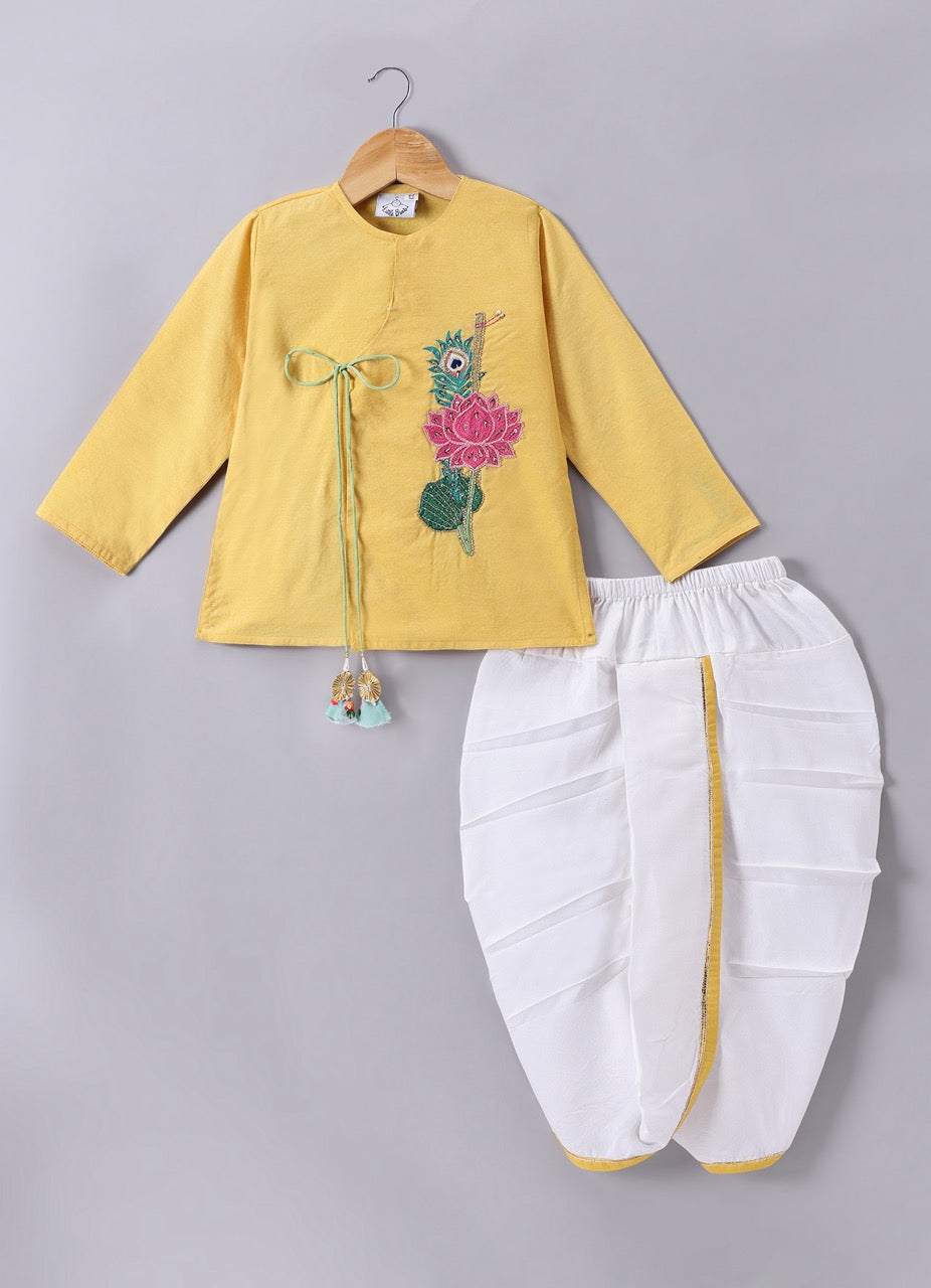 Krishna Printed With Kurta With Dhoti Set