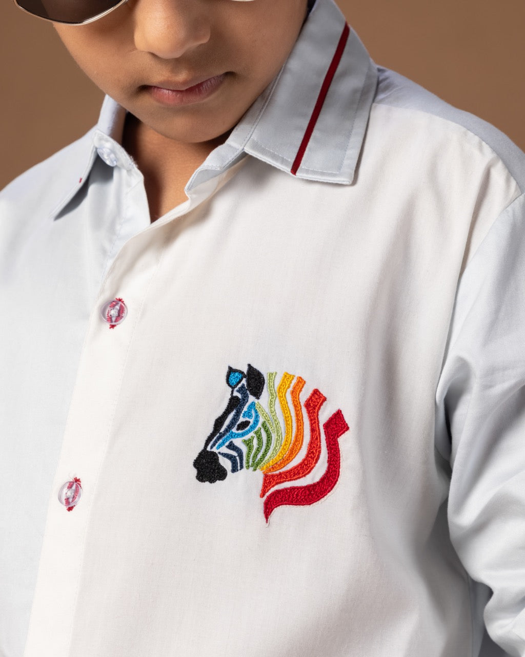 Colourful Zebra Embroidered Stylish Full Shirt