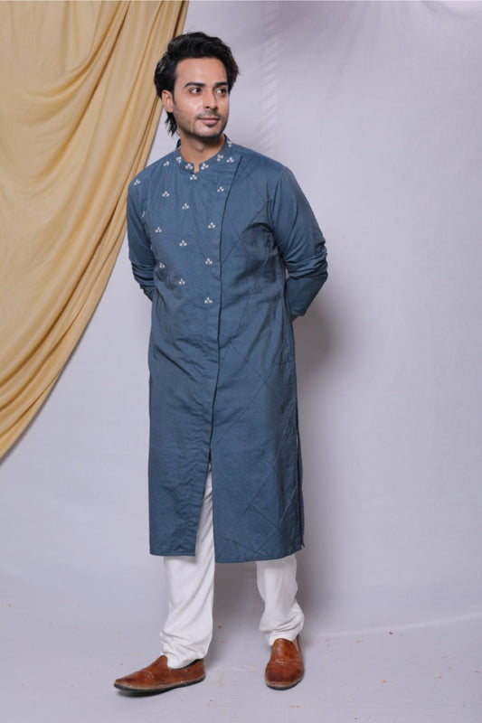 Blue Goggles Embroidery With Pintux Kurta Set