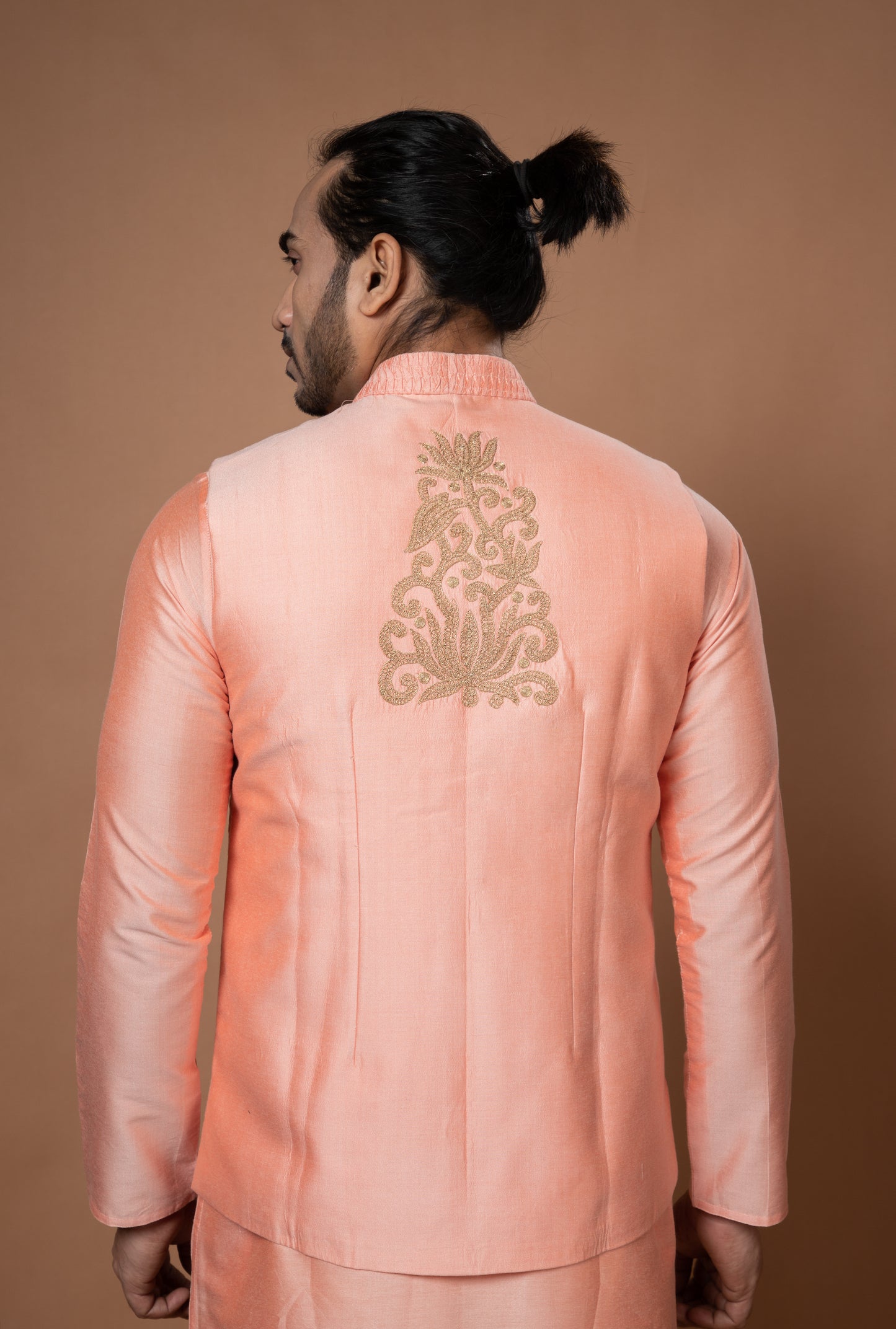 Pink Layer Stylish Kurta With Heavy Pintux And Emrphoidered Bundi Pajama Set