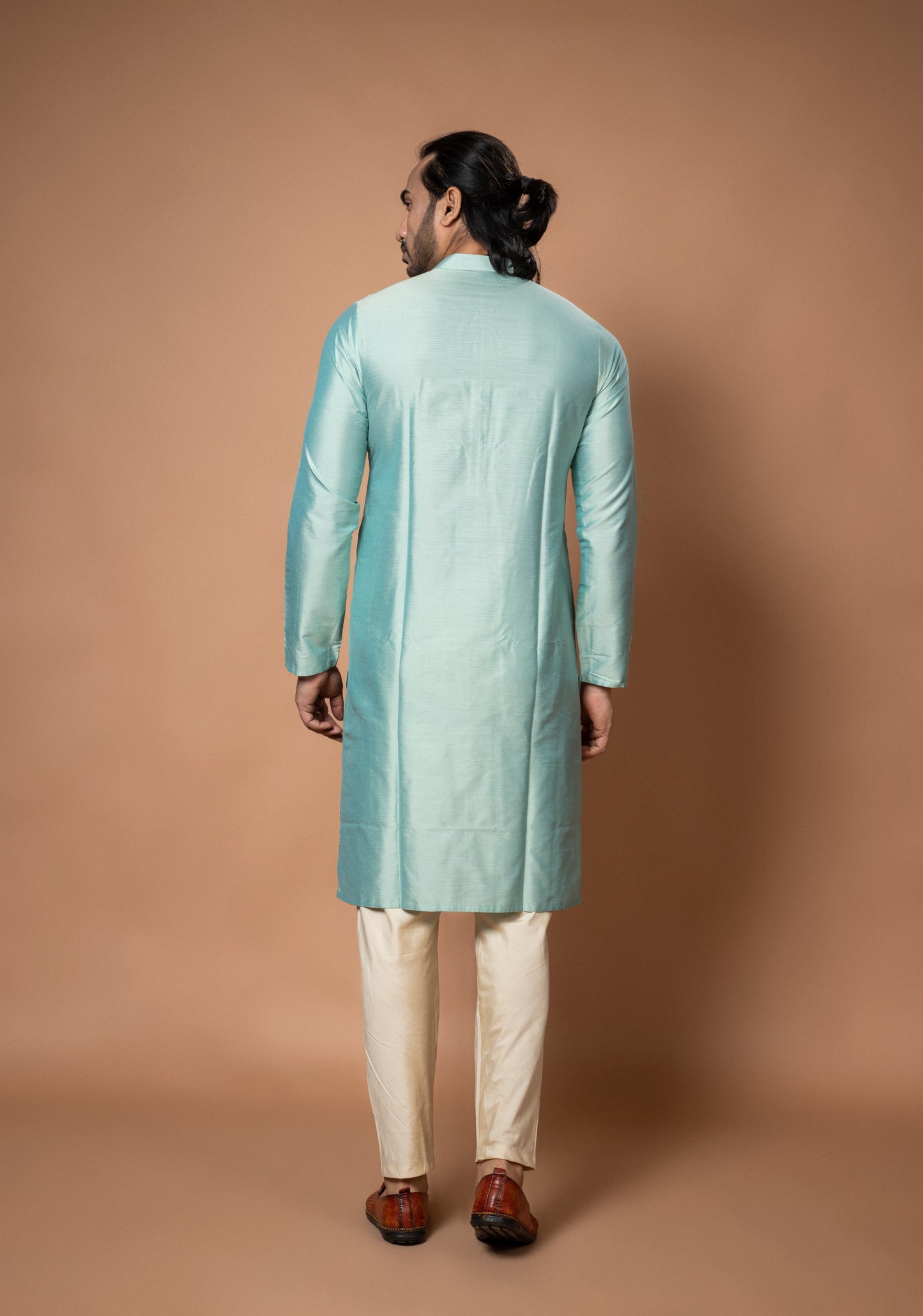 Aqua Blue Very Heavy Zardosi And Maal Hand Embroidery Sherwani With Kurta And Pajama Set