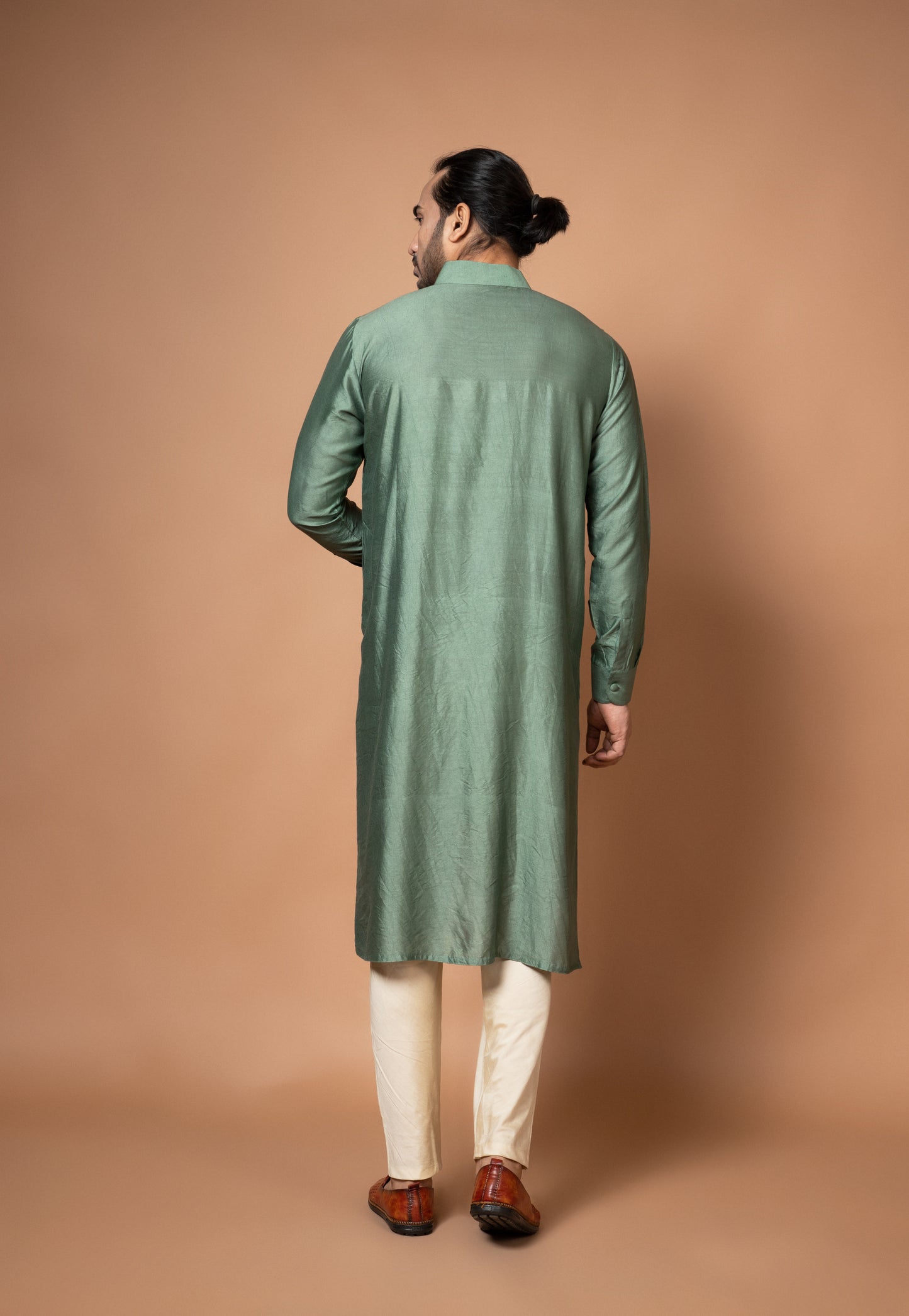 Olive Green Stylish Drape Kurta Pajamna Set