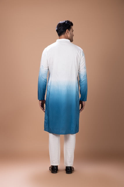 Blue Shaded With Boota Embroidery In Kurta With Pajamna Set