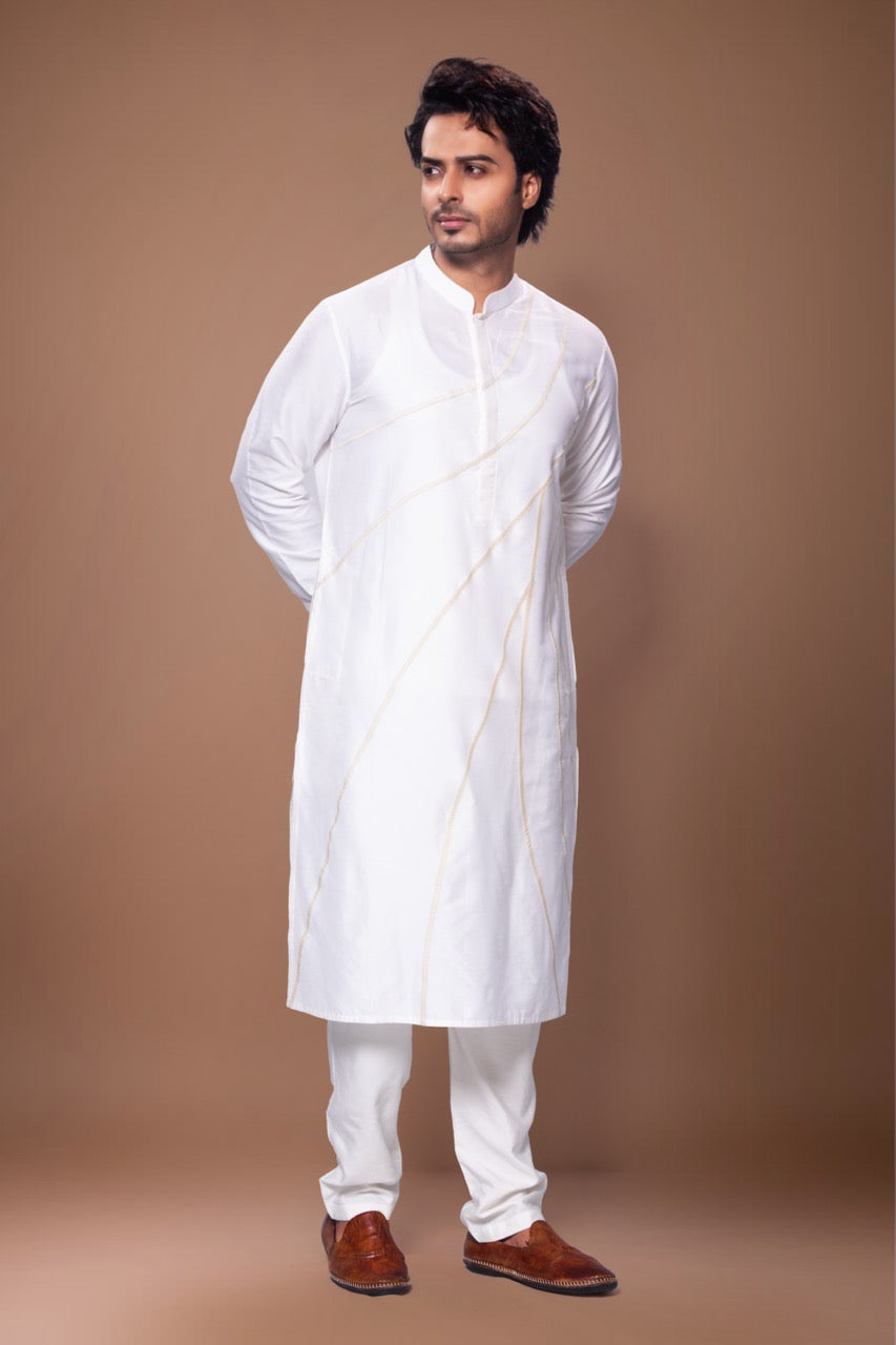 Desert Lines Stylish Kurta With Pajama Set - Off White