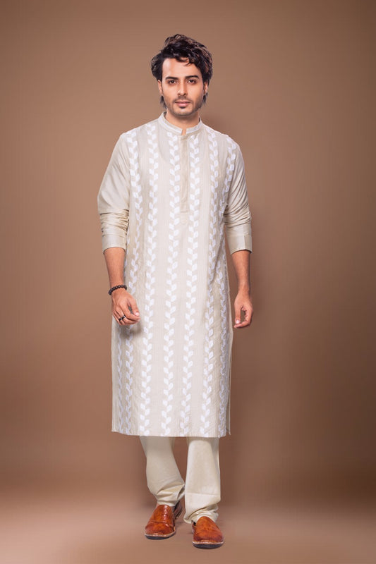 Applique And Stichline Kurta With Pajama Set - Beidge