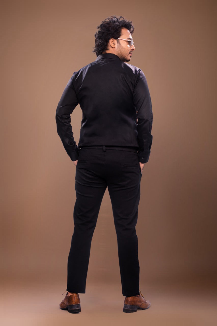 Kardana Hand Embroidery Stylish Lines On Full Shirt