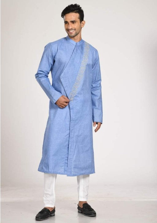 Asymmtrical Pleated Kurta With Chus Pajama