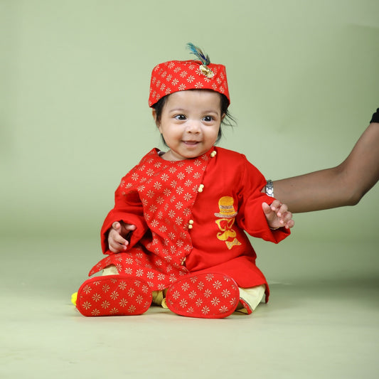 Jamana Boy Red Mustache Yellow Dhoti