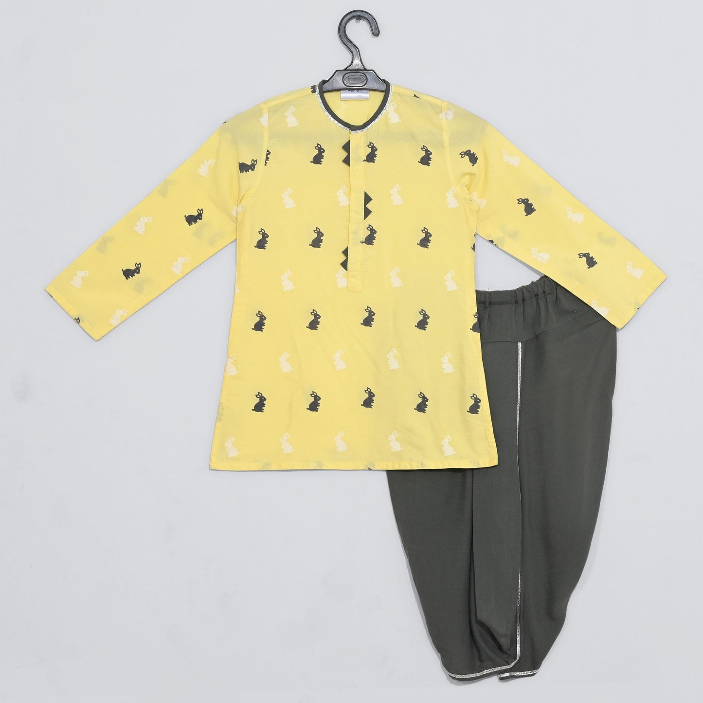 Yellow Bunny Print Kurta/Dhoti