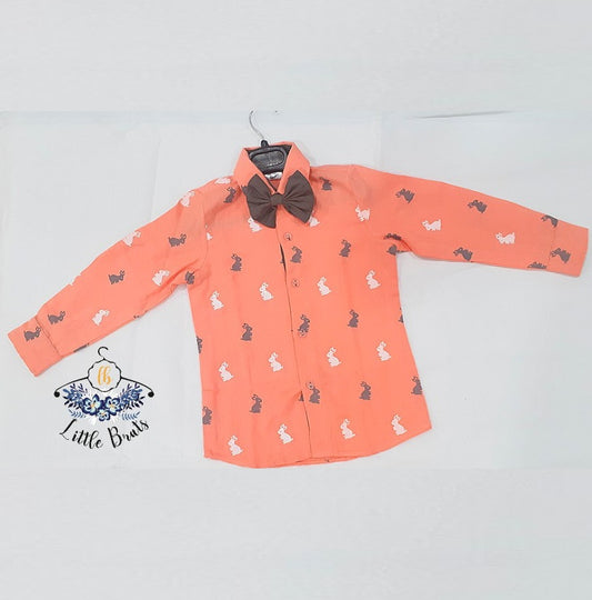Bunny Printed Shirt With Bow