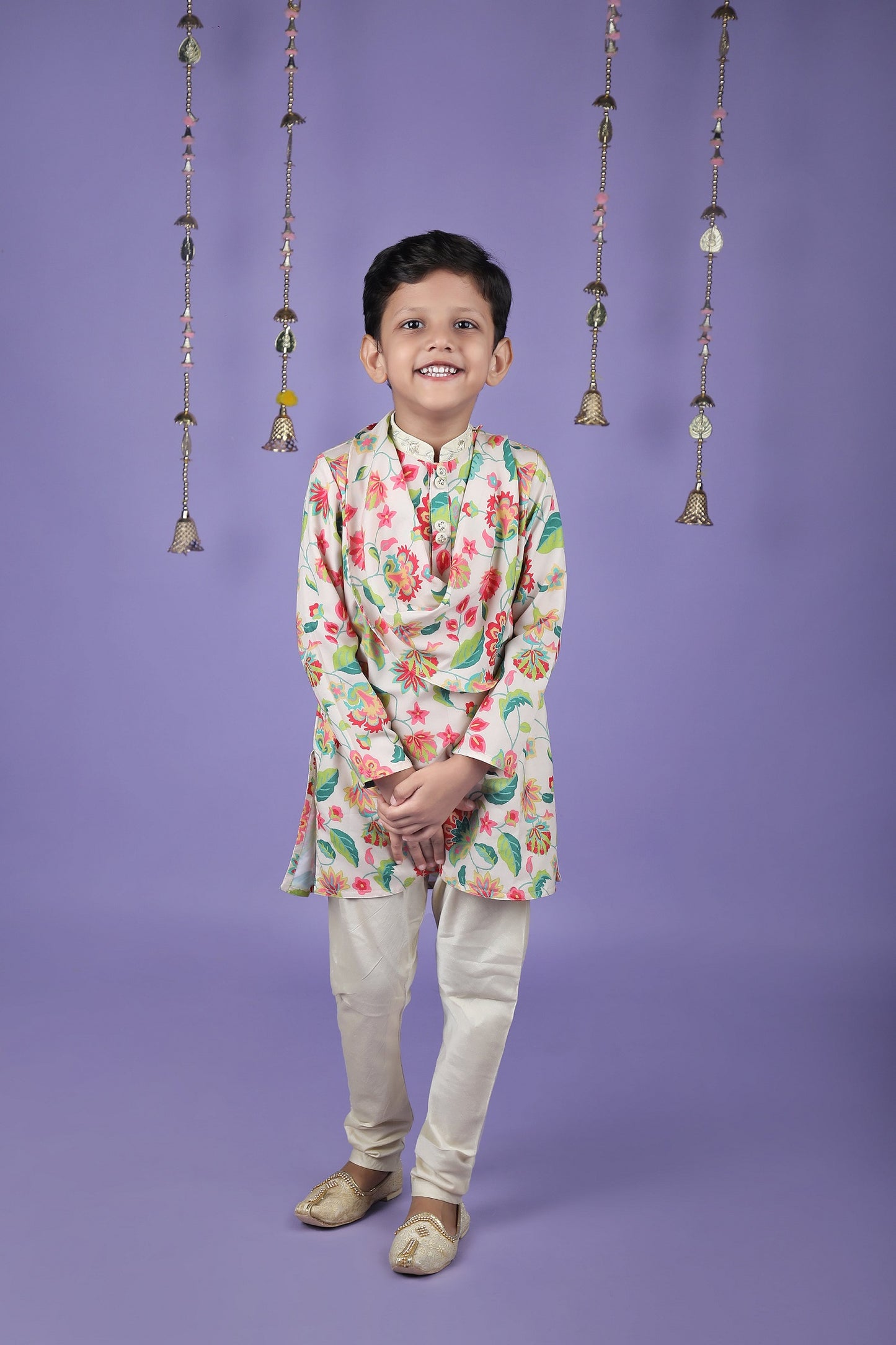 Cowl Neck Floral Printed Kurta Set