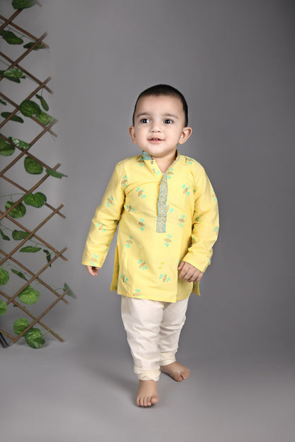 Honey Bee Printed Yellow Kurta Set