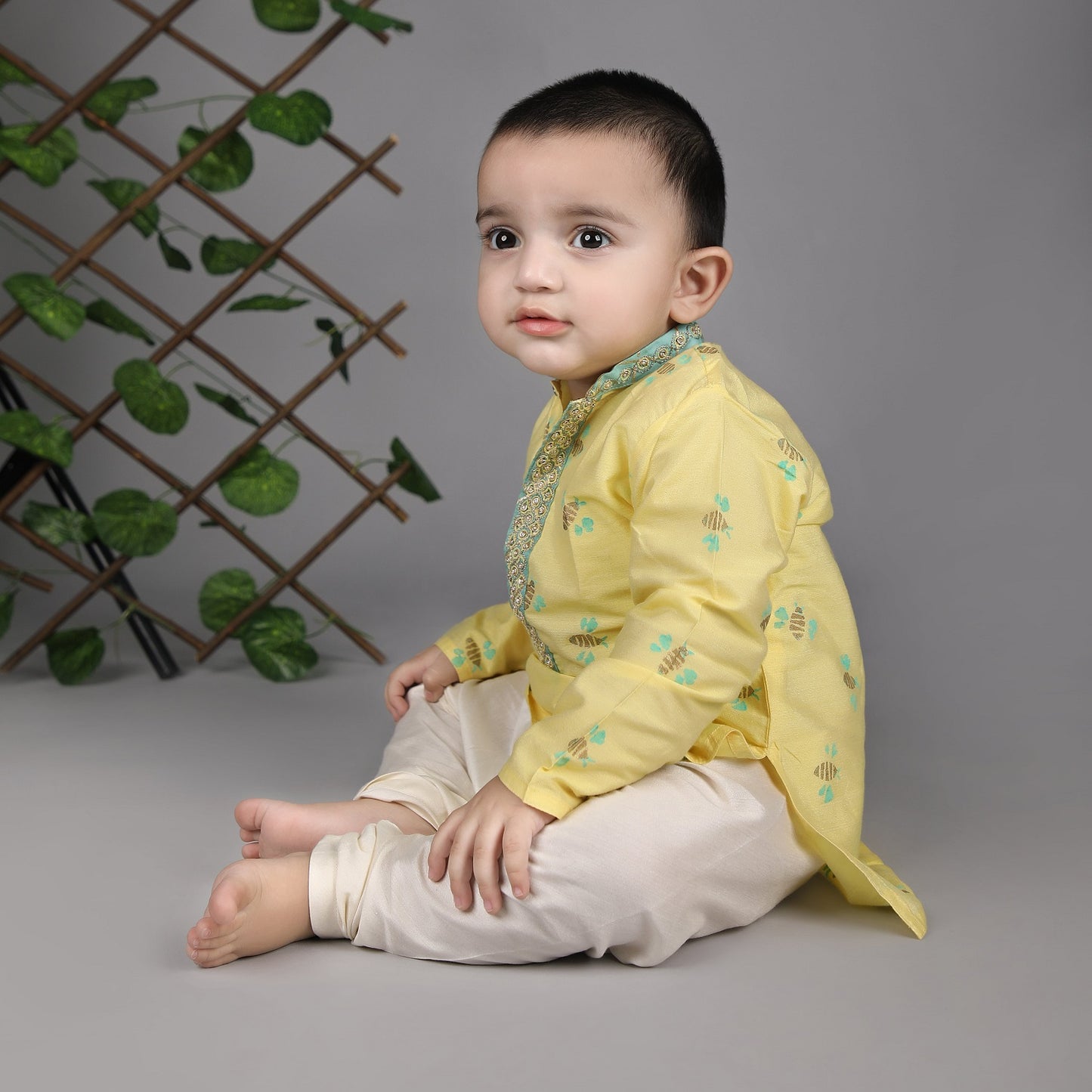 Honey Bee Printed Yellow Kurta Set