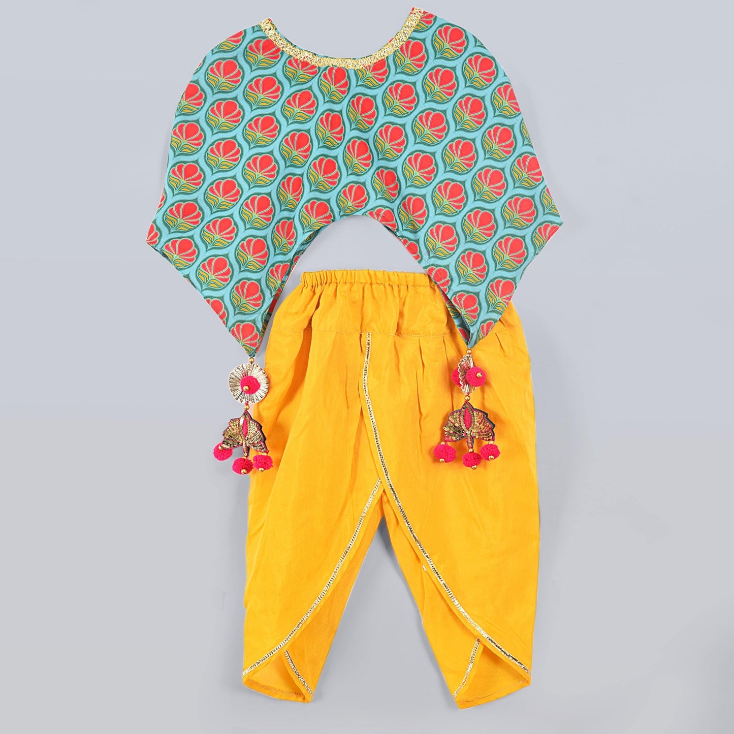 Printed Flower Ponchu With Dhoti Pant