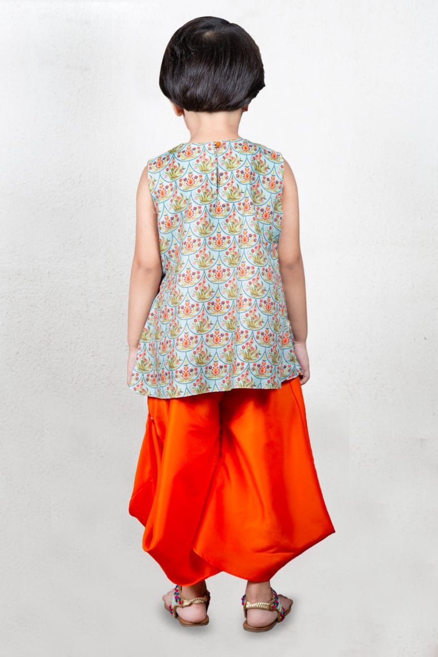 Printed Embroidered Peplum Top With Stylish Plazo Set