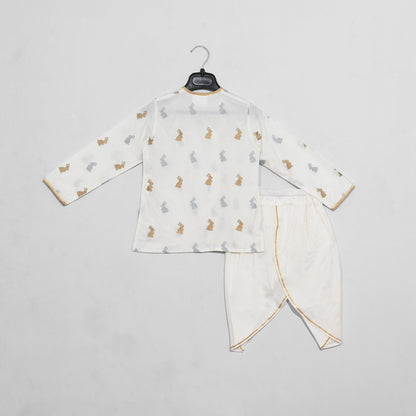 White/Bunny Print Dhoon Set Boy