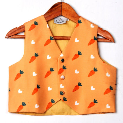 Orange Carrot Printed Waist Coat