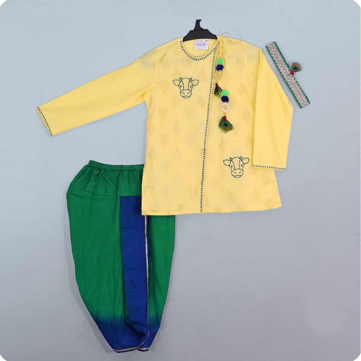 Yellow Kurta With Shaded Dhoti