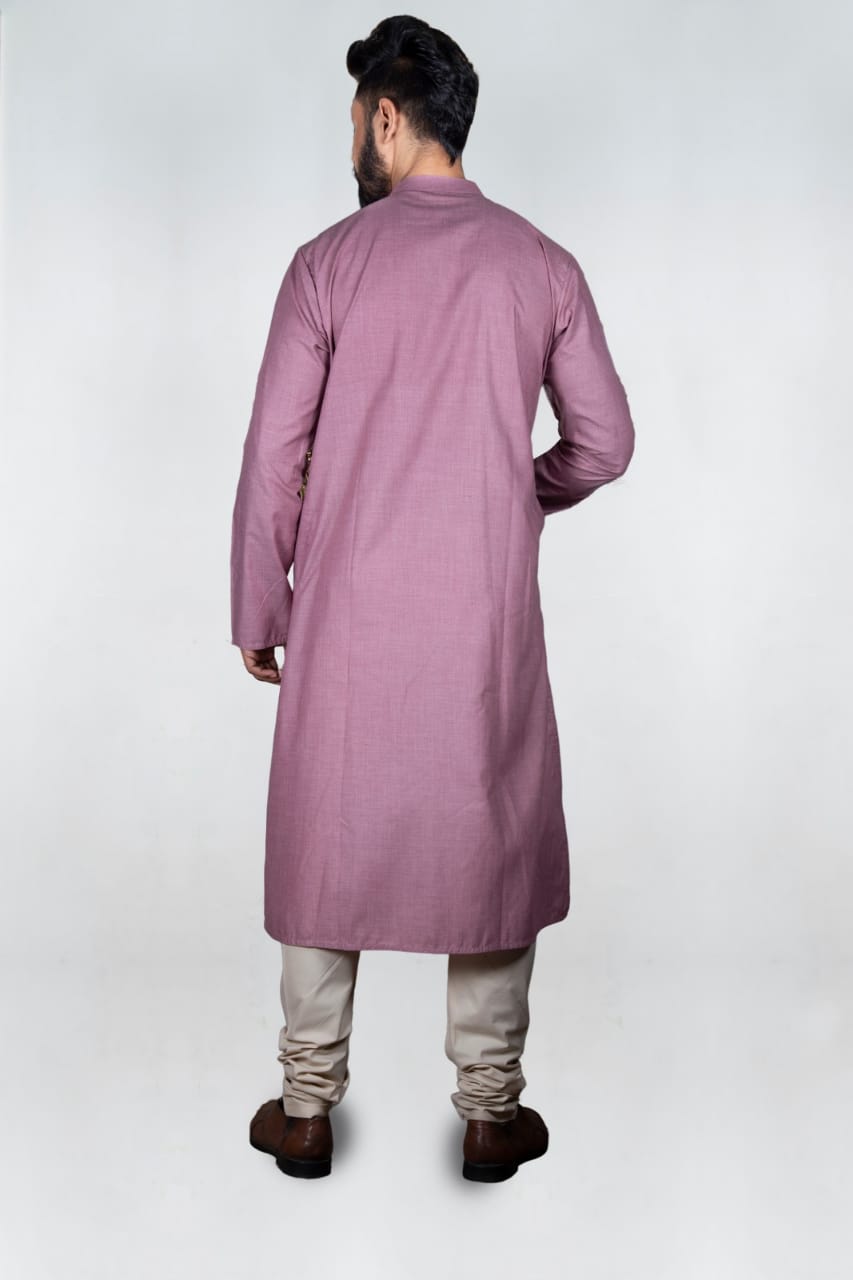 Mauve Cord Embroidery Kurta Set