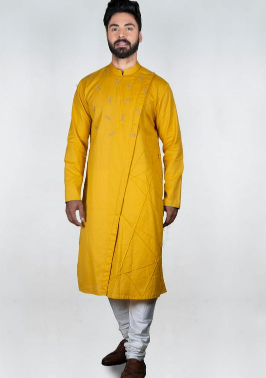 Mustard Goggles Embroidery With Pintux Kurta Set