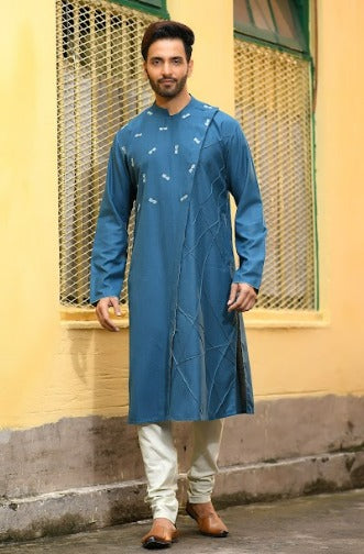 Blue Goggles Embroidery With Pintux Kurta Set