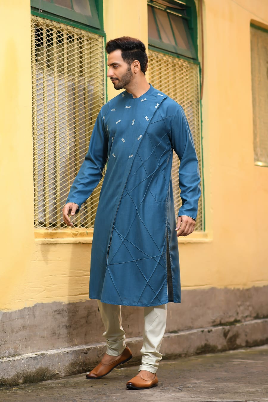 Blue Goggles Embroidery With Pintux Kurta Set