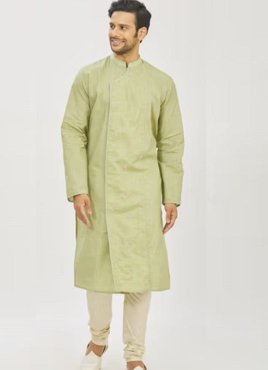 Pista Green Bird Embroidery Kurta Set