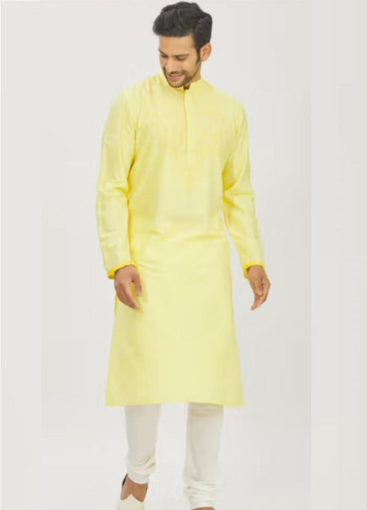 Yellow Yoke Embroidery Kurta Set