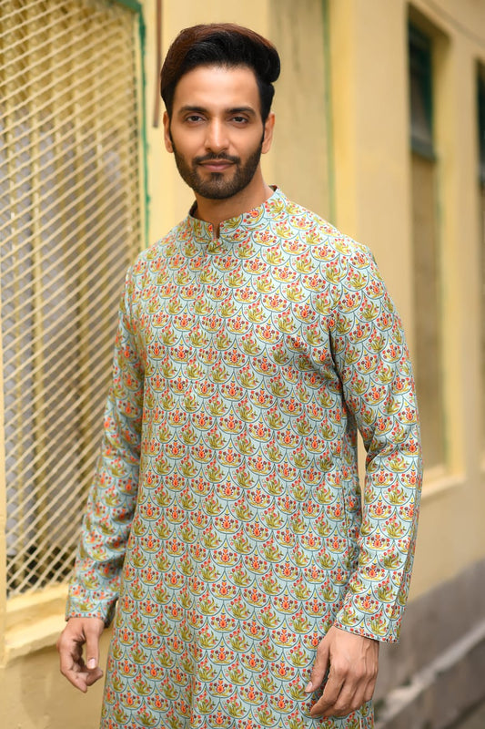 Green Printed Kurta With Pant Set