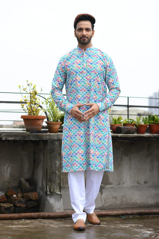 Colourful Printed Kurta With Pant Set