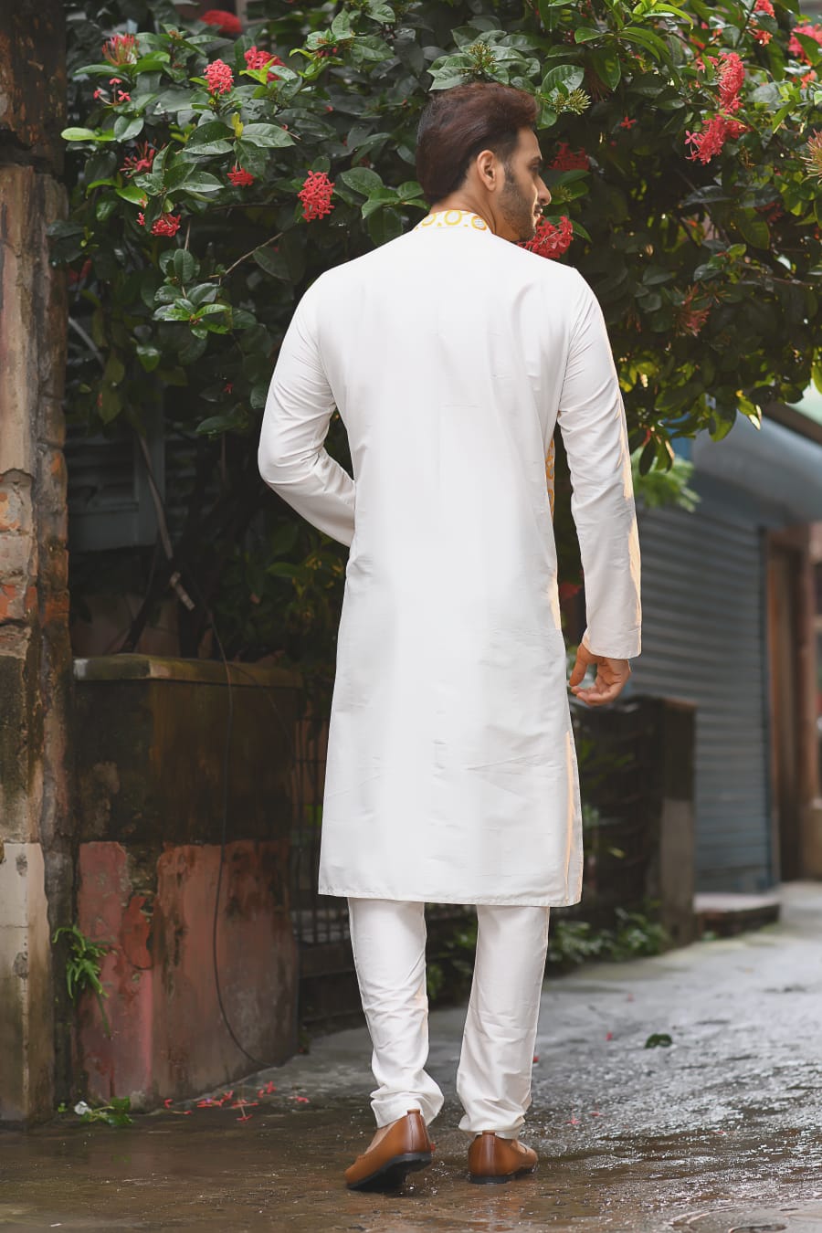 Ivory Heavy Embroidered Open Attached Jacket Kurta Set